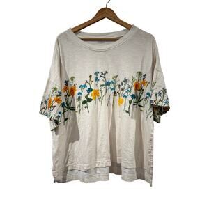 Moxy Collective Anthropologie Drop Shoulder Floral Tee Oversized XS Small